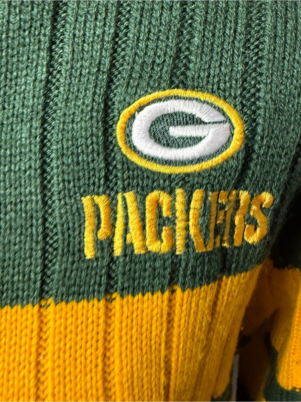 VTG 90s Green Bay Packers Knit Zip Up Cardigan Sweater NFL Full Zip Football EUC - Picture 6 of 9